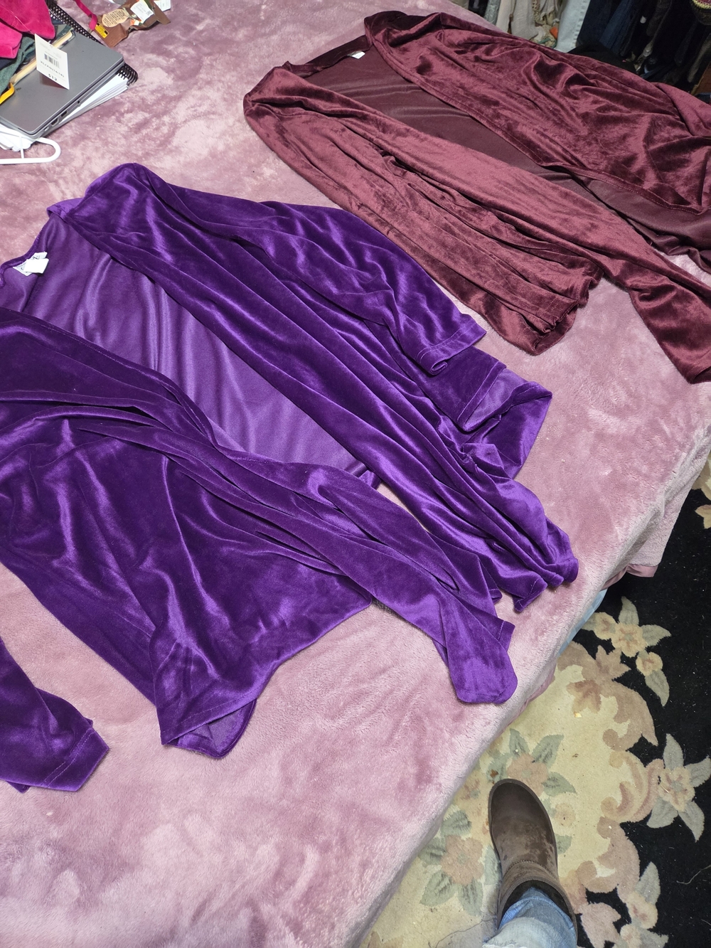 Velvet Open-Front Cardigan Jacket - Purple And Burgundy Bundle Really Cute!!